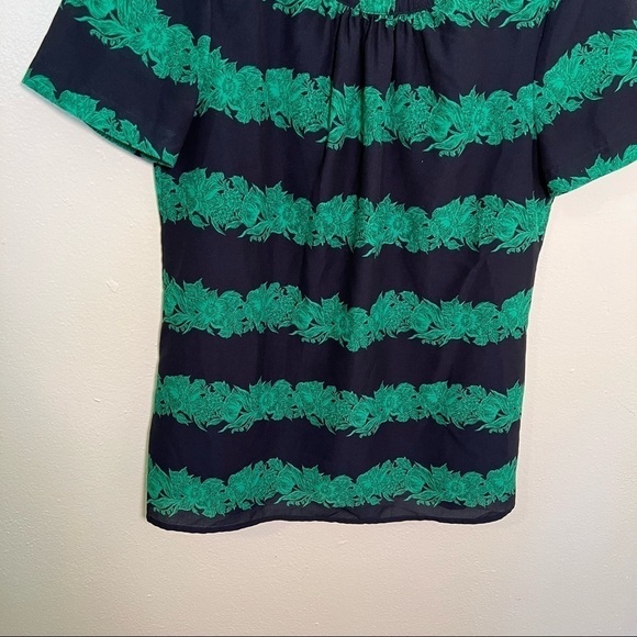 J. Crew Factory Beanstalk Ruffle Collar Blouse Navy Green - Picture 5 of 10
